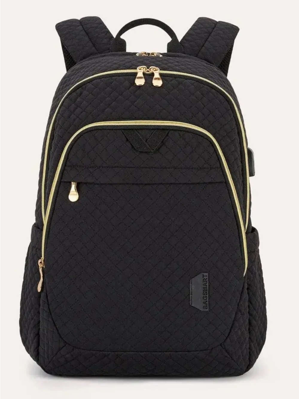 Black Quilted Backpack with Gold Hardware - Unbranded